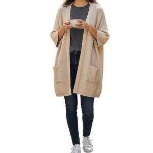 Democracy Beige Open Front Cardigan with Lace-Up Back Detail Women’s Size M